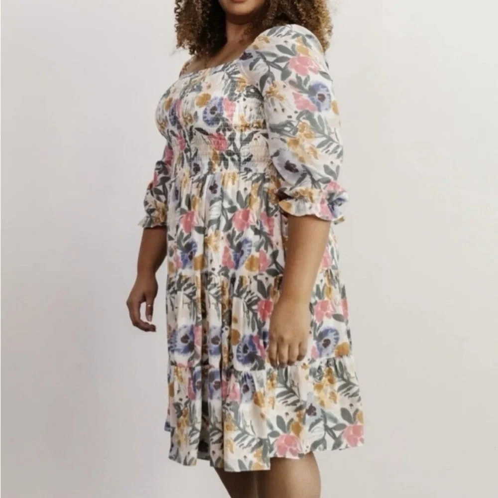 NWT BALTIC BORN Marta Floral Smocked Midi Dress 1X - Picture 2 of 11